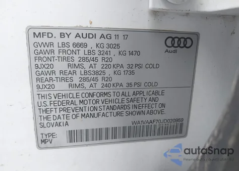 2018 Audi Q7 3.0T Premium z USA, uszkodzony, nr VIN WA1VAAF70JD020959
